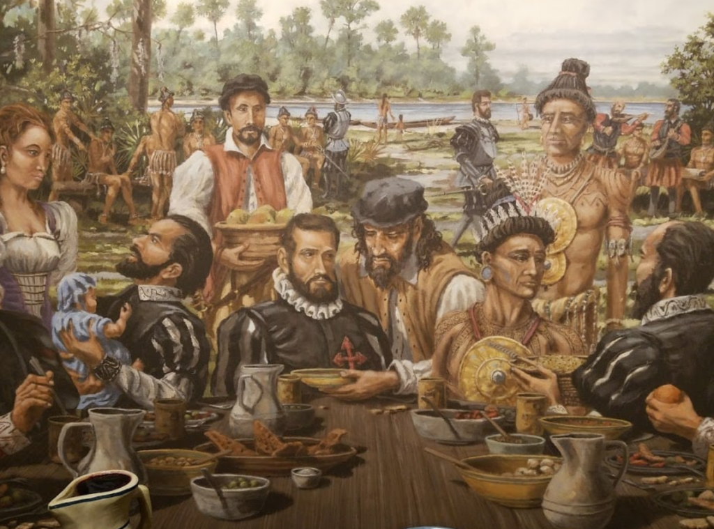Spanish explorers celebrate Thanksgiving