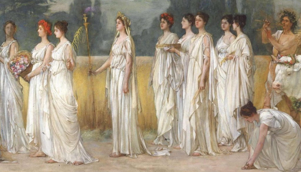 Roman women participating in a Saturnalia ceremony